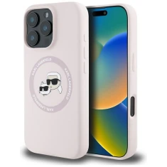 Чохол Karl Lagerfeld Silicone Karl & Choupette Heads Ring для iPhone 16 Pro Max Pink with MagSafe (KLHMP16XSKCHTCP)