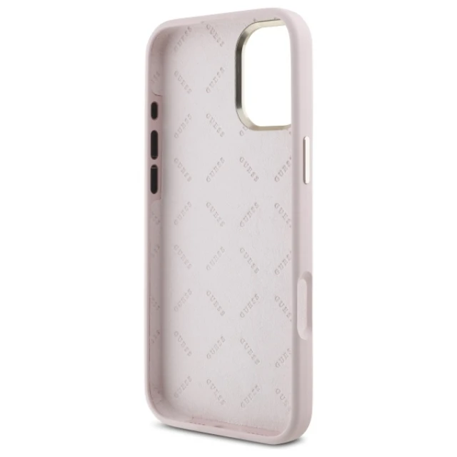 Чохол Guess Silicone Script Metal Logo & Frame для iPhone 16 Plus Pink (GUHCP16MSMBSLP)