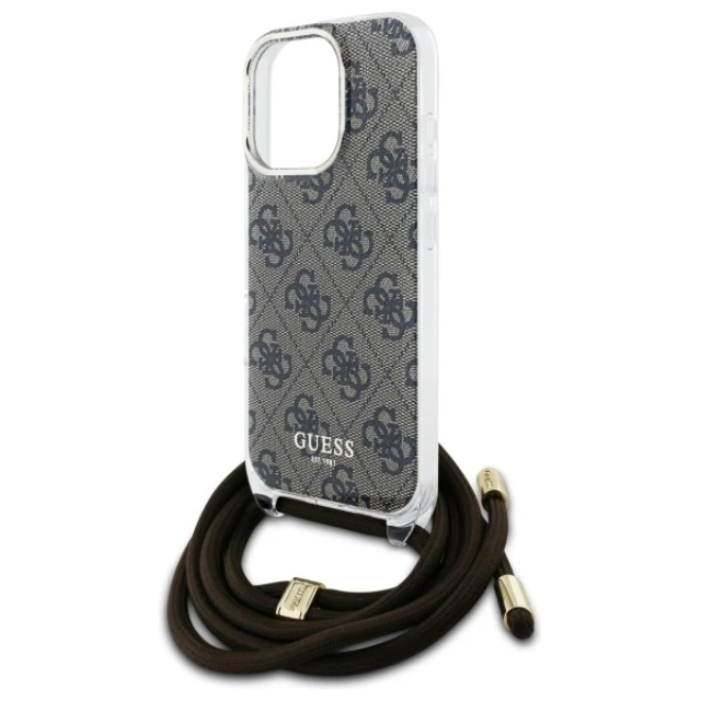 Чохол Guess Crossbody Cord 4G Print для iPhone 16 Pro Brown (GUHCP16LHC4SEW)