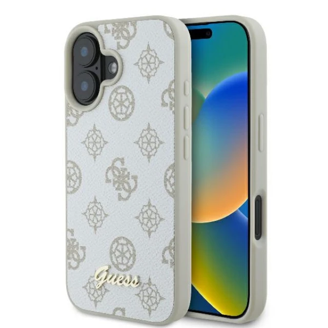 Чохол Guess Peony Script для iPhone 16 White with MagSafe (GUHMP16SPGPYSH)