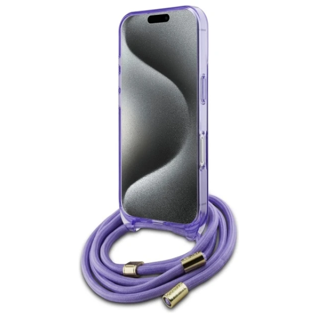 Чохол Guess Crossbody Cord Script для iPhone 16 Purple with MagSafe (GUHMP16SHCTSGNSU)