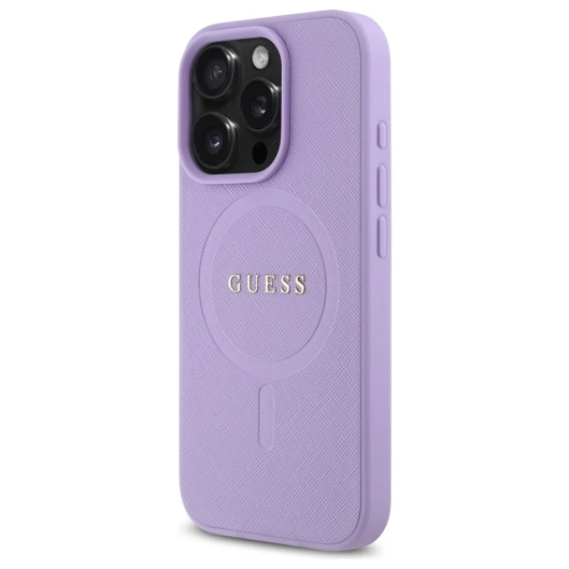 Чохол Guess Saffiano для iPhone 16 Pro Purple with MagSafe (GUHMP16LPSAHMCU)