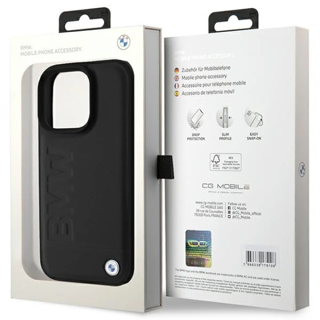Чохол BMW Leather Hot Stamp для iPhone 16 Pro Black (BMHCP16LSLLBK)