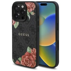 Чохол Guess 4G Flowers Print для iPhone 16 Pro Black with MagSafe (GUHMP16LP4ROPEMCK)