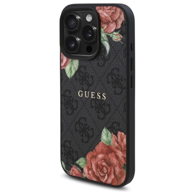 Чохол Guess 4G Flowers Print для iPhone 16 Pro Max Black with MagSafe (GUHMP16XP4ROPEMCK)