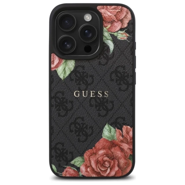 Чохол Guess 4G Flowers Print для iPhone 16 Pro Max Black with MagSafe (GUHMP16XP4ROPEMCK)