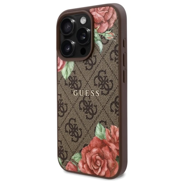Чехол Guess 4G Flowers Print для iPhone 16 Pro Max Brown with MagSafe (GUHMP16XP4ROPEMCW)