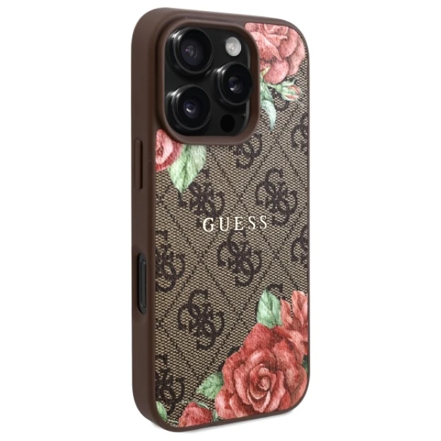 Чехол Guess 4G Flowers Print для iPhone 16 Pro Max Brown with MagSafe (GUHMP16XP4ROPEMCW)