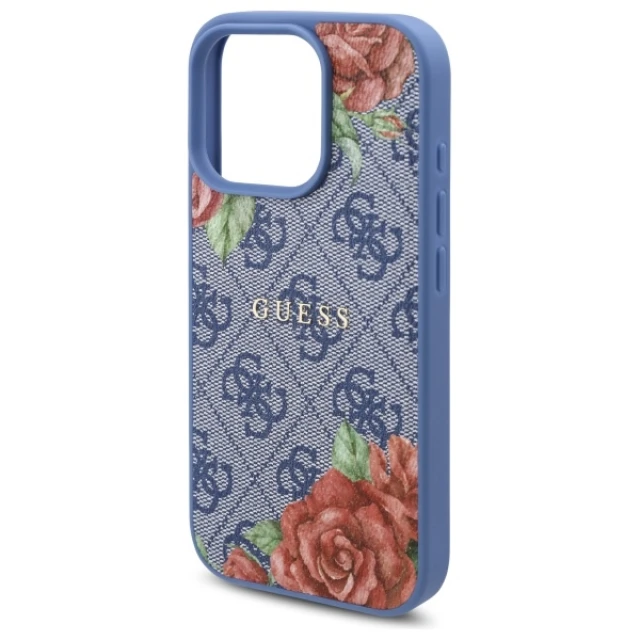 Чохол Guess 4G Flowers Print для iPhone 16 Pro Blue with MagSafe (GUHMP16LP4ROPEMCB)