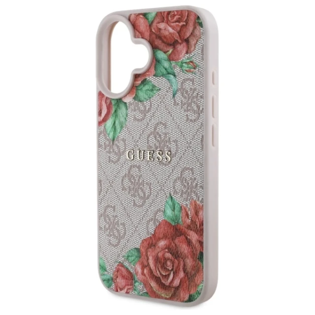 Чохол Guess 4G Flowers Print для iPhone 16 Pink with MagSafe (GUHMP16SP4ROPEMCP)