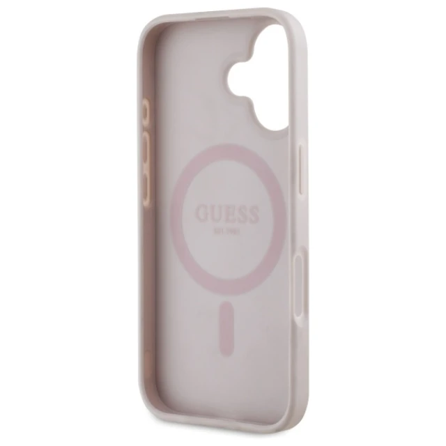 Чохол Guess 4G Flowers Print для iPhone 16 Pink with MagSafe (GUHMP16SP4ROPEMCP)
