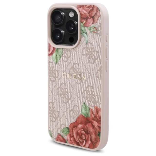 Чохол Guess 4G Flowers Print для iPhone 16 Pro Max Pink with MagSafe (GUHMP16XP4ROPEMCP)