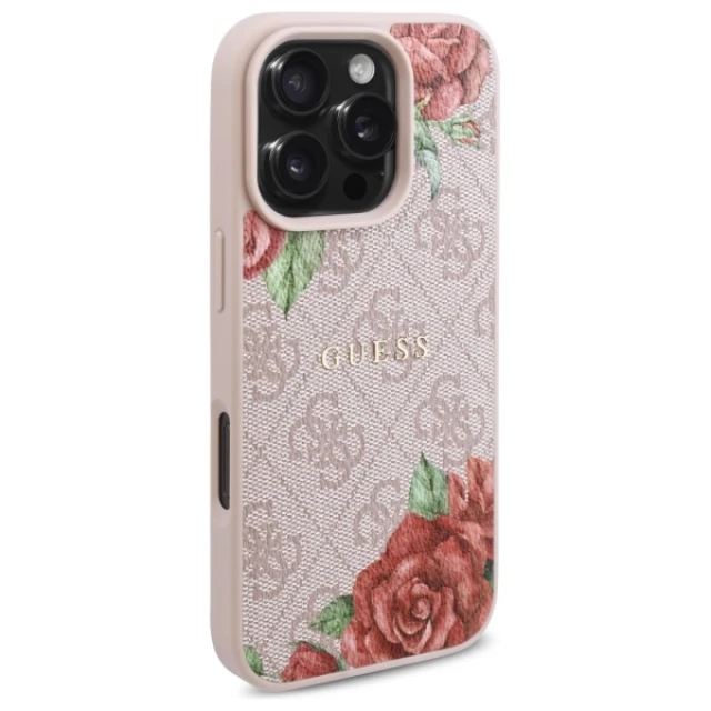 Чохол Guess 4G Flowers Print для iPhone 16 Pro Max Pink with MagSafe (GUHMP16XP4ROPEMCP)