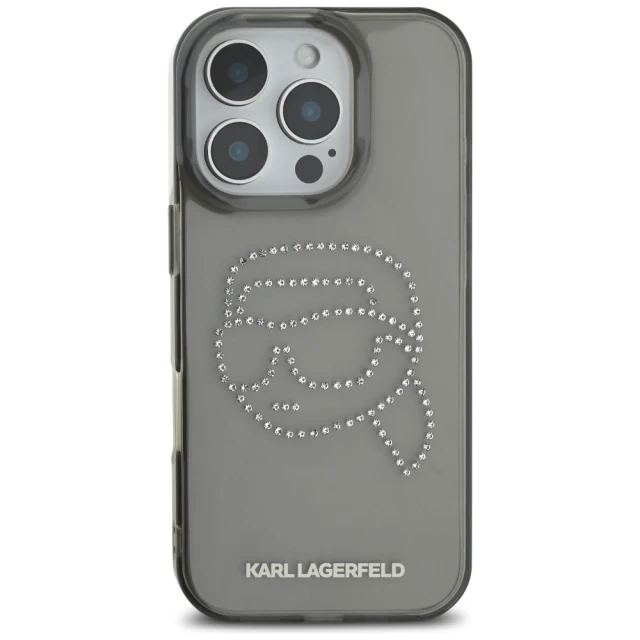 Чохол Karl Lagerfeld IML Rhinestones Karl Head для iPhone 16 Pro Black (KLHCP16LHKHDCELK)