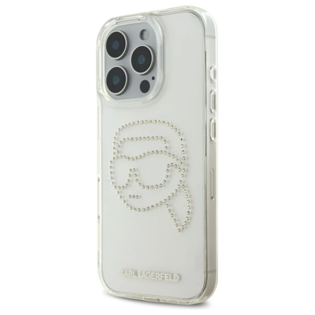 Чохол Karl Lagerfeld IML Rhinestones Karl Head для iPhone 16 Pro Transparent (KLHCP16LHKHDCELT)