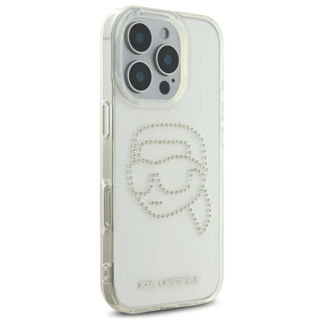 Чохол Karl Lagerfeld IML Rhinestones Karl Head для iPhone 16 Pro Transparent (KLHCP16LHKHDCELT)