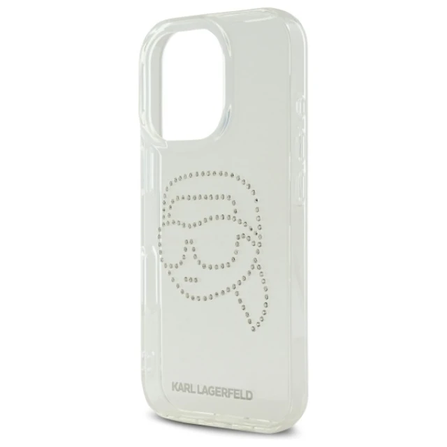 Чохол Karl Lagerfeld IML Rhinestones Karl Head для iPhone 16 Pro Transparent (KLHCP16LHKHDCELT)