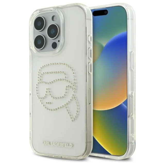 Чохол Karl Lagerfeld IML Rhinestones Karl Head для iPhone 16 Pro Max Transparent (KLHCP16XHKHDCELT)