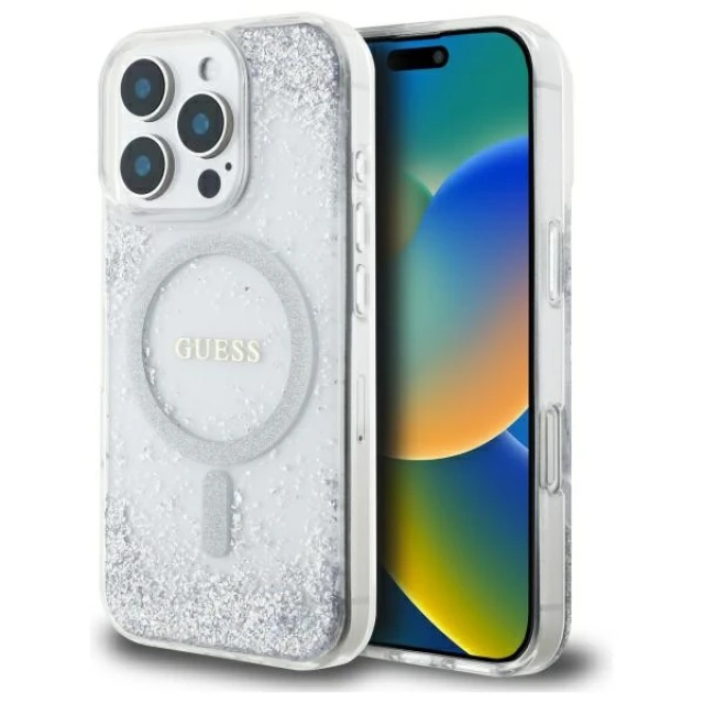 Чохол Guess Resin Gradient Glitter для iPhone 16 Pro Silver with MagSafe (GUHMP16LRGRGES)