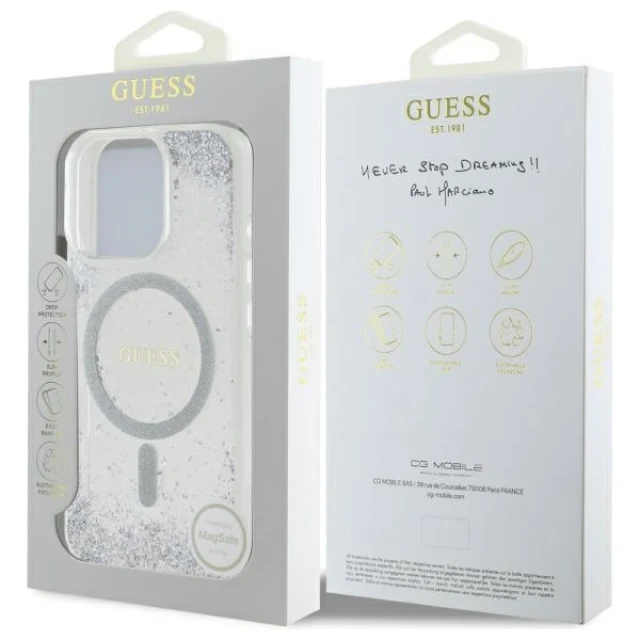 Чохол Guess Resin Gradient Glitter для iPhone 16 Pro Silver with MagSafe (GUHMP16LRGRGES)