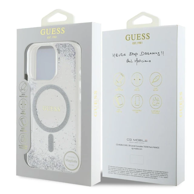 Чехол Guess Resin Gradient Glitter для iPhone 16 Pro Max Silver with MagSafe (GUHMP16XRGRGES)