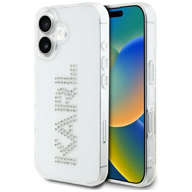 Чохол Karl Lagerfeld IML Rhinestones Logo для iPhone 16 Transparent (KLHCP16SHKLSTDCT)