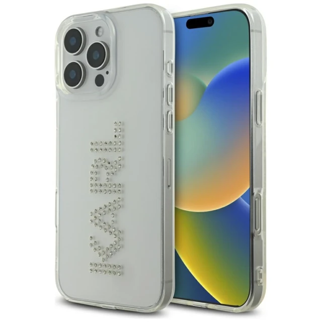 Чохол Karl Lagerfeld IML Rhinestones Logo для iPhone 16 Pro Transparent (KLHCP16LHKLSTDCT)