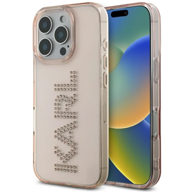 Чохол Karl Lagerfeld IML Rhinestones Logo для iPhone 16 Pro Pink (KLHCP16LHKLSTDCP)