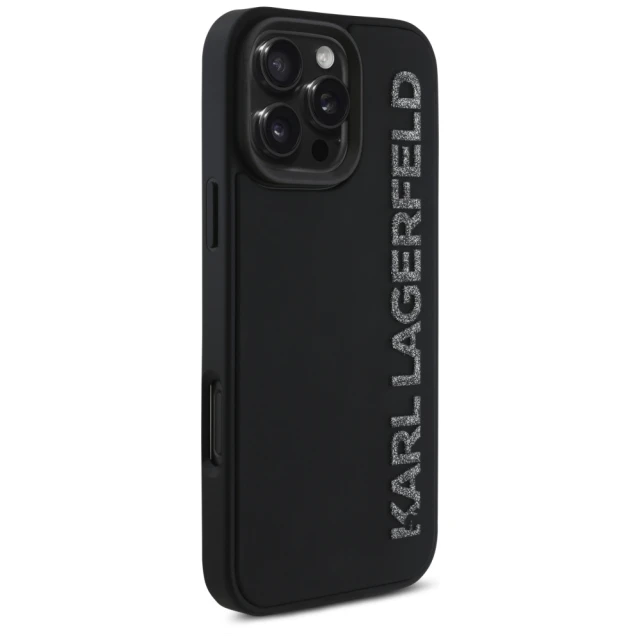 Чохол Karl Lagerfeld 3D Rubber Elongated Glitter для iPhone 16 Pro Black (KLHCP16LRBKGVCK)