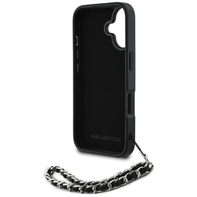 Чохол Karl Lagerfeld Saffiano Crystals Chain для iPhone 16 Black (KLHCP16SPSADJSK)