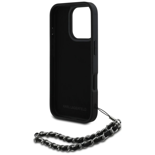 Чохол Karl Lagerfeld Saffiano Crystals Chain для iPhone 16 Pro Max Black (KLHCP16XPSADJSK)