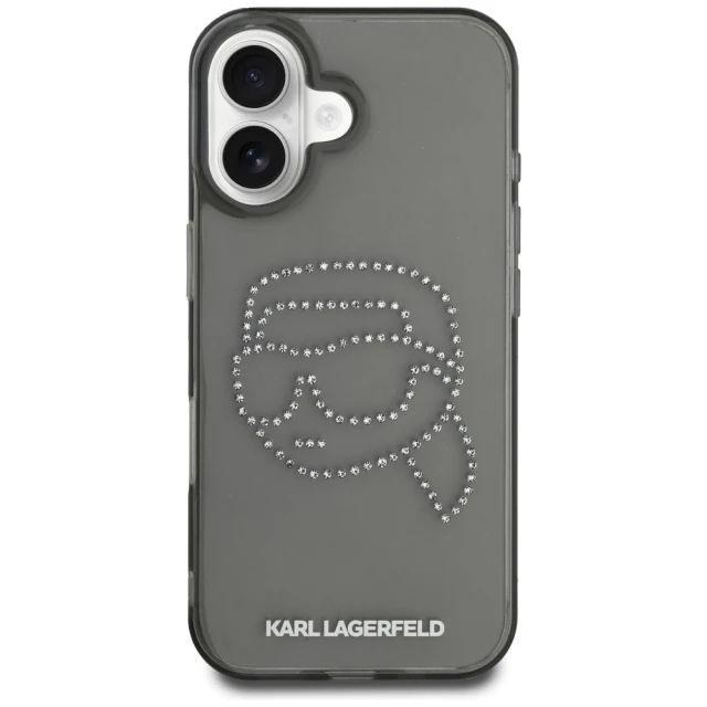 Чохол Karl Lagerfeld IML Rhinestones Karl Head для iPhone 16 Black (KLHCP16SHKHDCELK)
