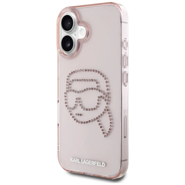Чохол Karl Lagerfeld IML Rhinestones Karl Head для iPhone 16 Pink (KLHCP16SHKHDCELP)