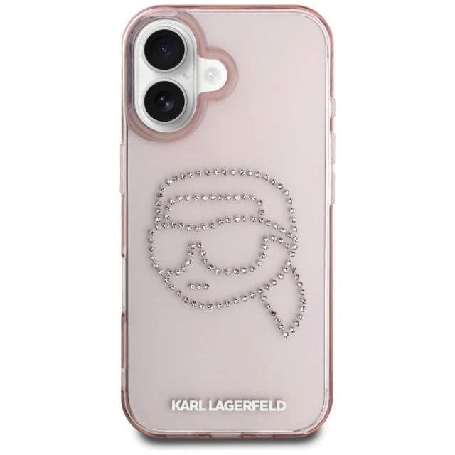 Чохол Karl Lagerfeld IML Rhinestones Karl Head для iPhone 16 Pink (KLHCP16SHKHDCELP)