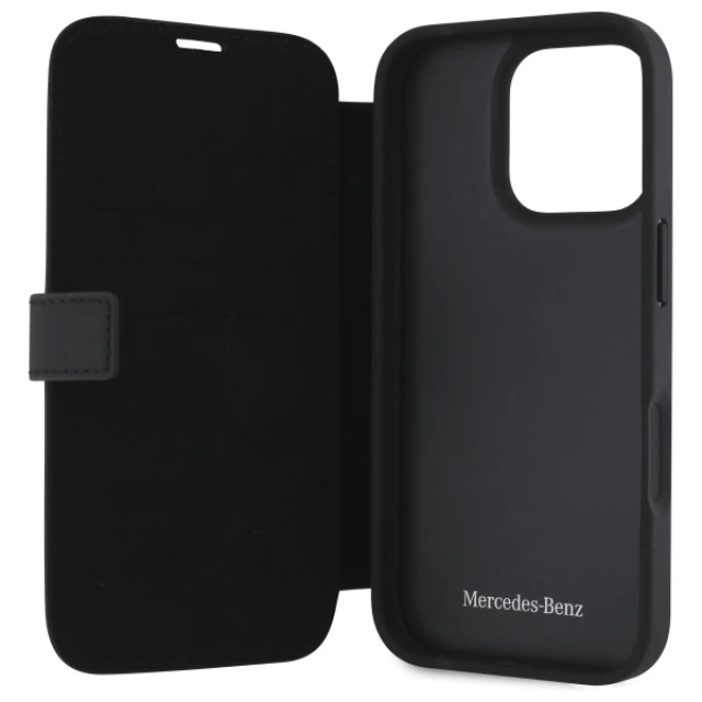 Чохол-книжка Mercedes Leather Wood Imitation для iPhone 16 Pro Max Black (MEBKP16X23RBGVK)