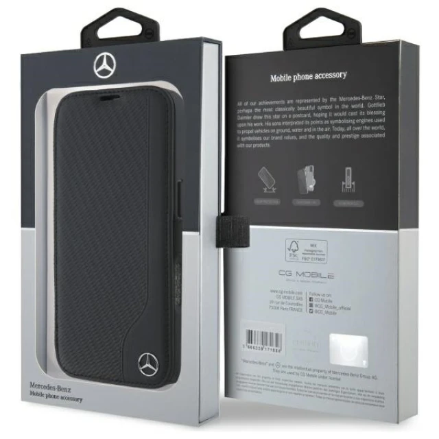 Чохол-книжка Mercedes Leather Wood Imitation для iPhone 16 Pro Max Black (MEBKP16X23RBGVK)