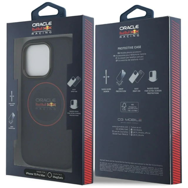 Чехол Red Bull Leather Red Ring для iPhone 15 Pro Max Navy with MagSafe (RBHMP15X24PUILVR)