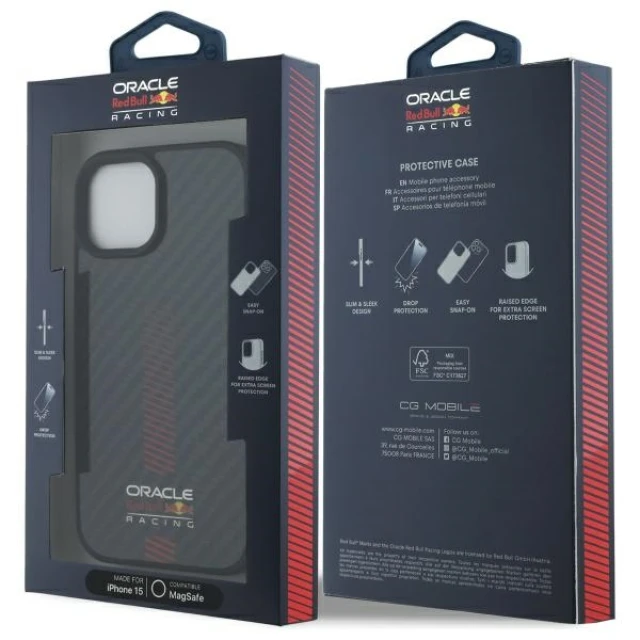 Чохол Red Bull Carbon Fiber Powerbar для iPhone 15 Black with MagSafe (RBHMP15S24CFGSMK)