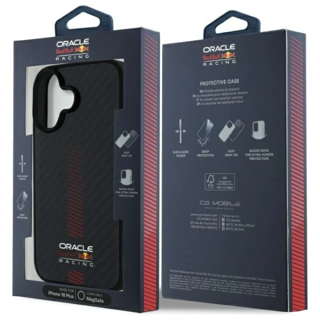 Чохол Red Bull Carbon Fiber Powerbar для iPhone 16 Plus Black with MagSafe (RBHMP16M24CFGSMK)