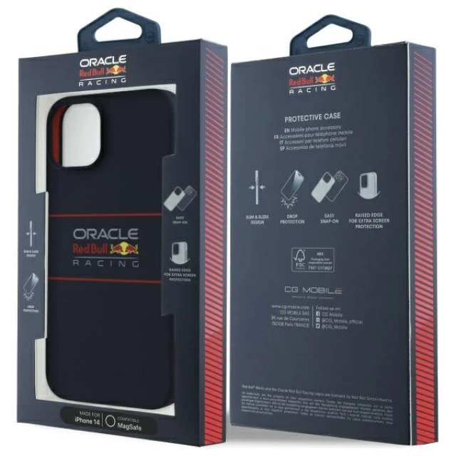 Чохол Red Bull Silicone Horizontal Logo для iPhone 14 Navy with MagSafe (RBHMP14S24SIHSRV)