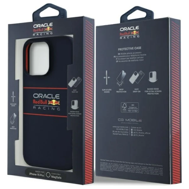 Чохол Red Bull Silicone Horizontal Logo для iPhone 14 Pro Navy with MagSafe (RBHMP14L24SIHSRV)