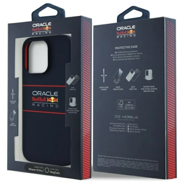 Чохол Red Bull Silicone Horizontal Logo для iPhone 15 Pro Navy with MagSafe (RBHMP15L24SIHSRV)