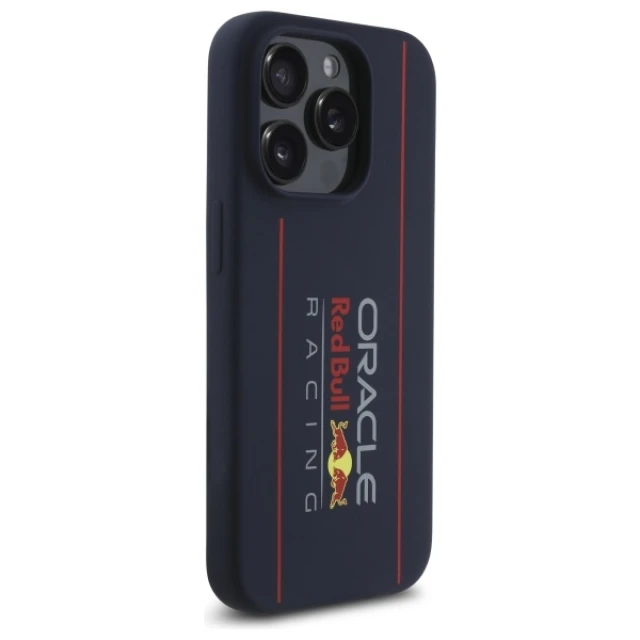 Чехол Red Bull Silicone Vertical Logo для iPhone 15 Pro Navy with MagSafe (RBHMP15L24SIOLRV)