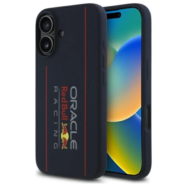 Чохол Red Bull Silicone Vertical Logo для iPhone 16 Navy with MagSafe (RBHMP16S24SIOLRV)