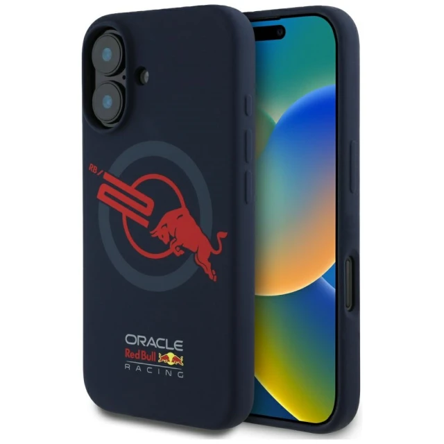 Чохол Red Bull Silicone Red Lining Logo для iPhone 16 Navy with MagSafe (RBHMP16S24SIOLVR)