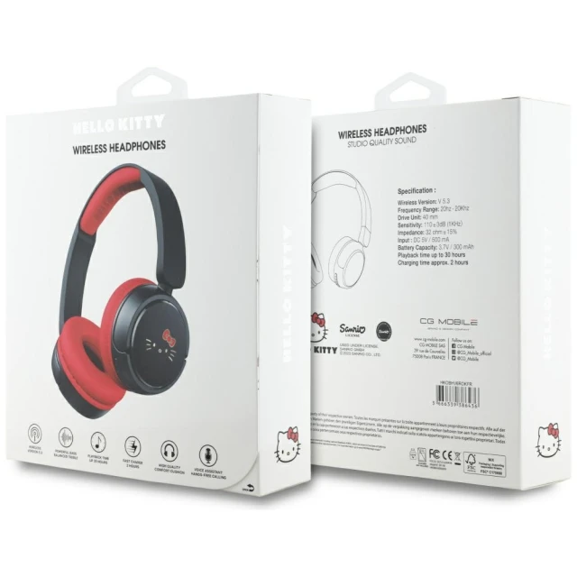 Наушники Hello Kitty Face Logo Bluetooth Red (HKOBHV6ROKFR)