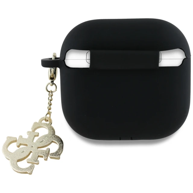 Чохол для навушників Guess Liquid Silicone Glitter Triangle Charm для AirPods 4 Black (GUA4LECG4K)