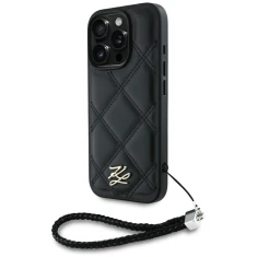 Чехол Karl Lagerfeld Quilted Initial Logo & Chain Strap для iPhone 16 Pro Black (KLHCP16LPSQSKLSMSK)