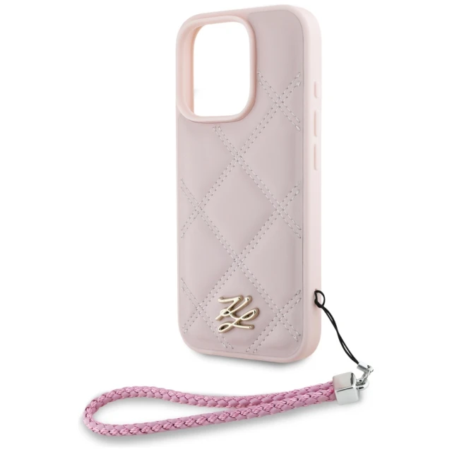 Чохол Karl Lagerfeld Quilted Initial Logo & Chain Strap для iPhone 16 Pro Max Pink (KLHCP16XPSQSKLSMSP)