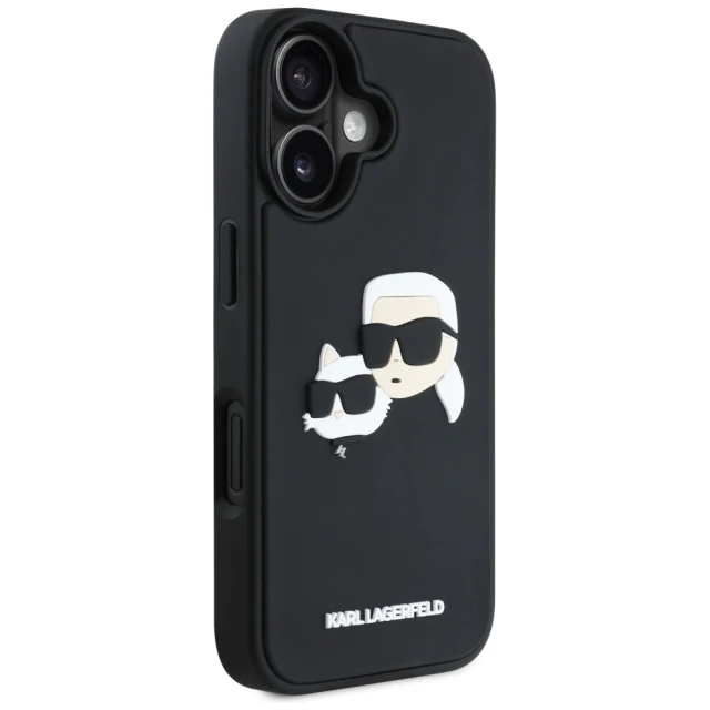 Чохол Karl Lagerfeld 3D Rubber Double Heads для iPhone 16 Black (KLHCP16SRBCKCHLK)